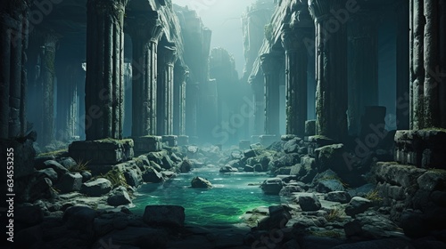 A large mass of ocean water covered the ruined temple