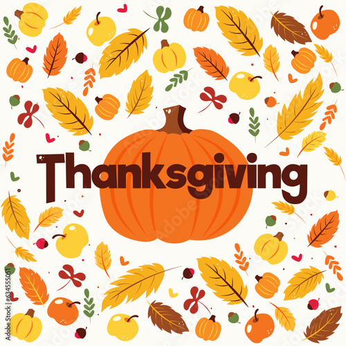  banner for the fall festival of thanksgiving day. Poster with fall vegetables and plants for holiday in orange and yellow shades for advertising or web