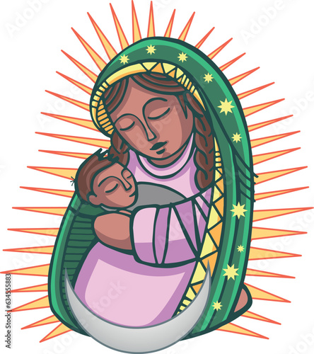 Digital illustration of Virgin Mary with Baby Jesus
