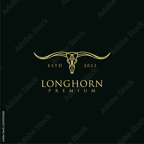 
Luxury and elegant line art long horn illustration logo