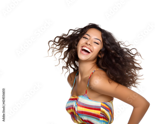 Portrait of Brunette Woman Laughing Isolated on Transparent Background