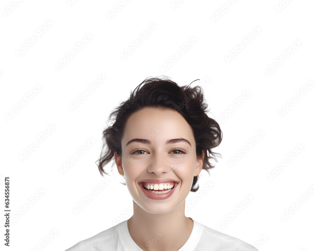 Portrait of Brunette with Big Smile Isolated on Transparent Background Portrait of Brunette with Big Smile Isolated on Transparent Background