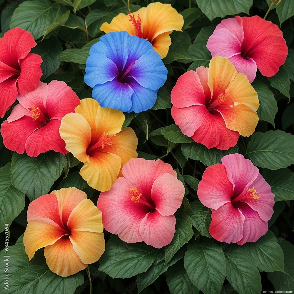 Red Hibiscus Beautiful Flowers. Generative AI Red Hibiscus Beautiful Flowers. Generative AI