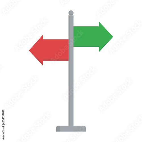 making choice and decision making concept arrow show two directions to choose