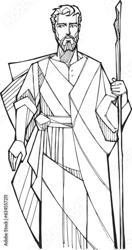 Hand drawn illustration of Saint Joseph Argos