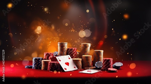 Poker table.Web banner for game design, flyer, poster, banner, online casino advertising photo