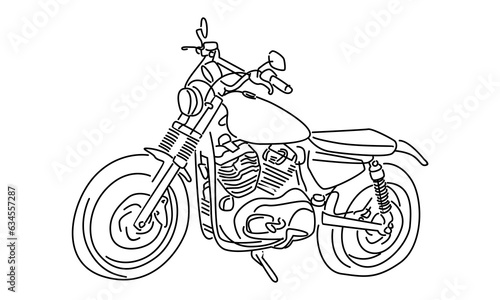 line art of old classic vintage motorcycle