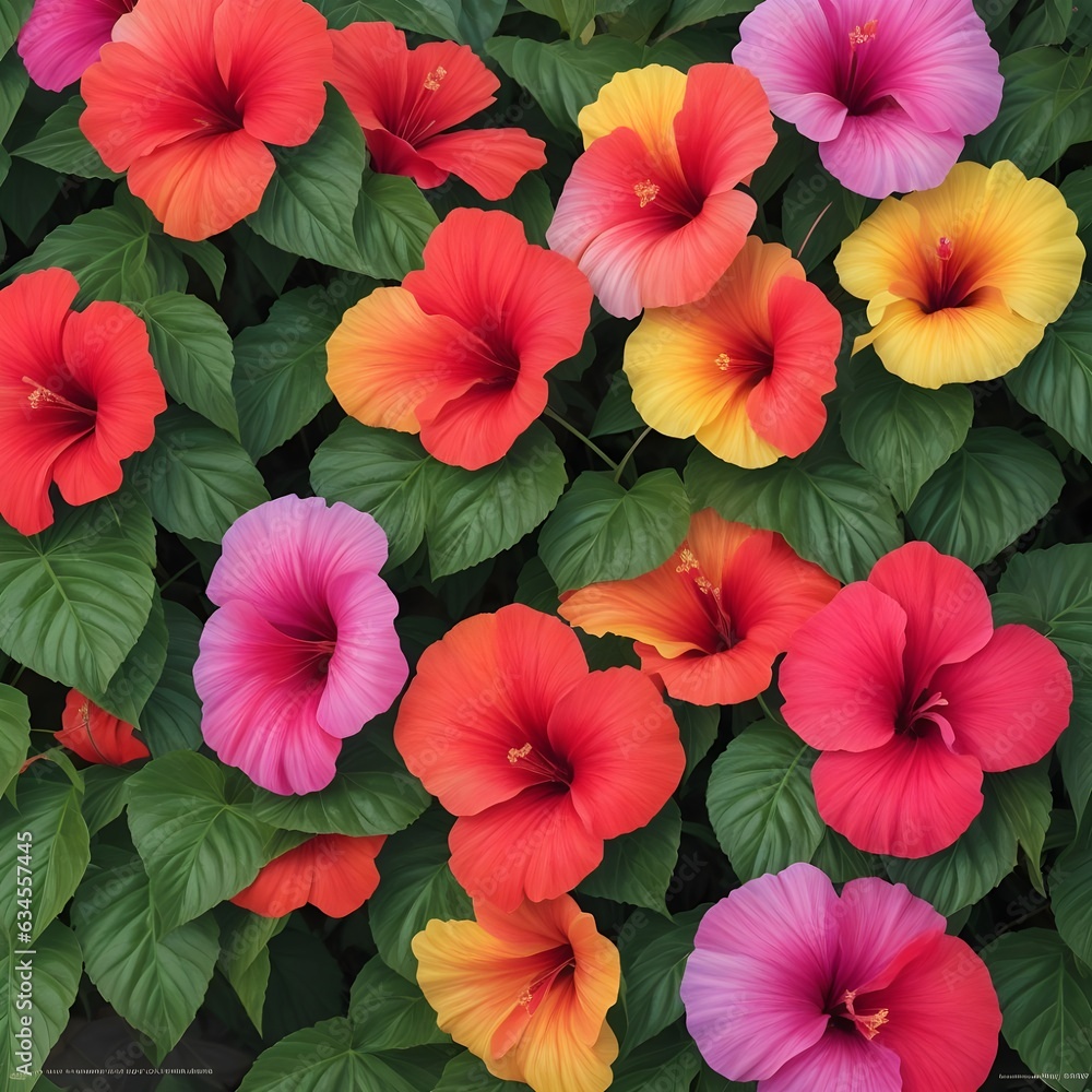 Red Hibiscus Beautiful Flowers. Generative AI Red Hibiscus Beautiful Flowers. Generative AI