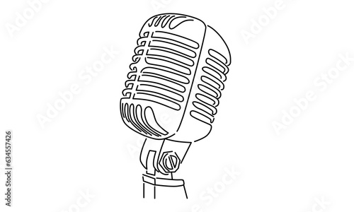 line art of retro old classic radio microphone