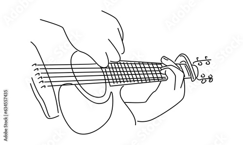 line art of guitarist playing guitar