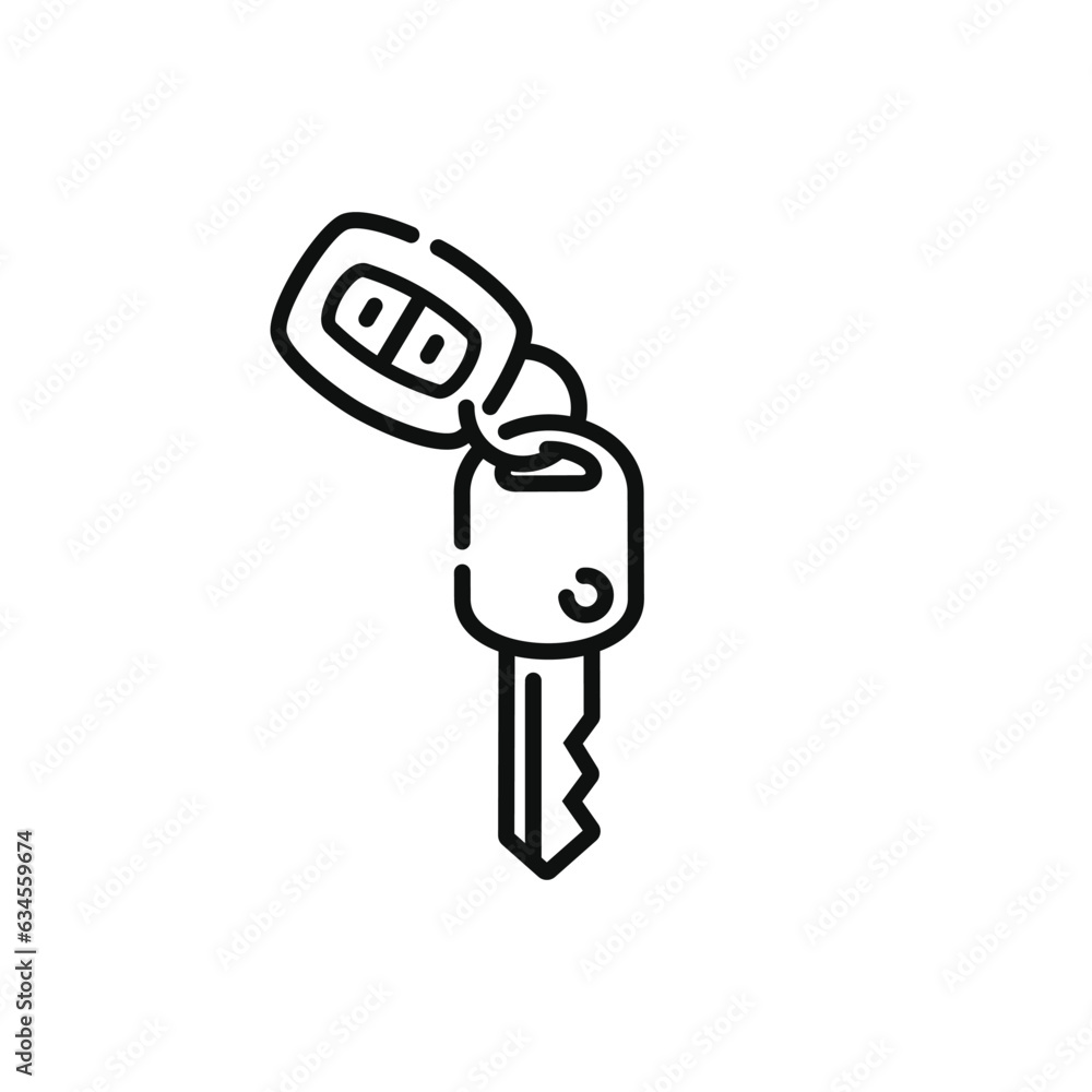 Car key line icon isolated on white background Car key line icon isolated on white background