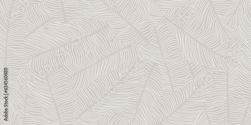 Leaves Seamless Pattern in Trendy Linear Style. Floral Minimalist Background. Seamless Pattern with Line Drawing Leaf for Surface Design, Fabric, Decor, Invitation, Textile.