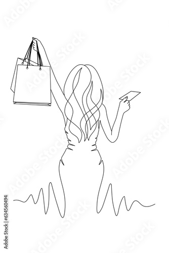 woman carrying shopping bags. Black friday element vector