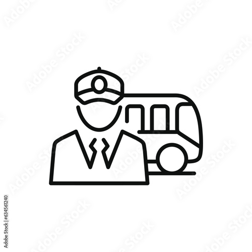 Bus driver line icon isolated on white background