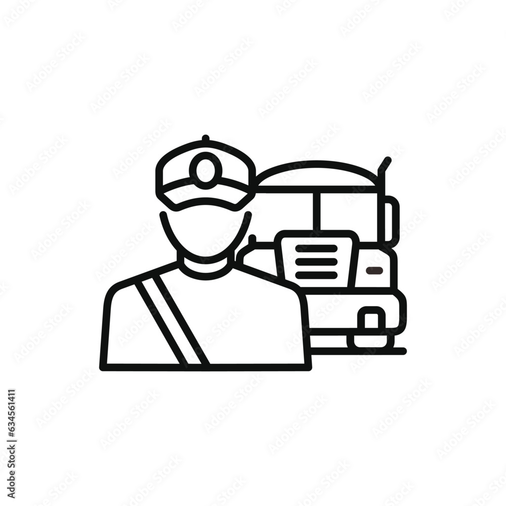 Truck driver line icon isolated on white background