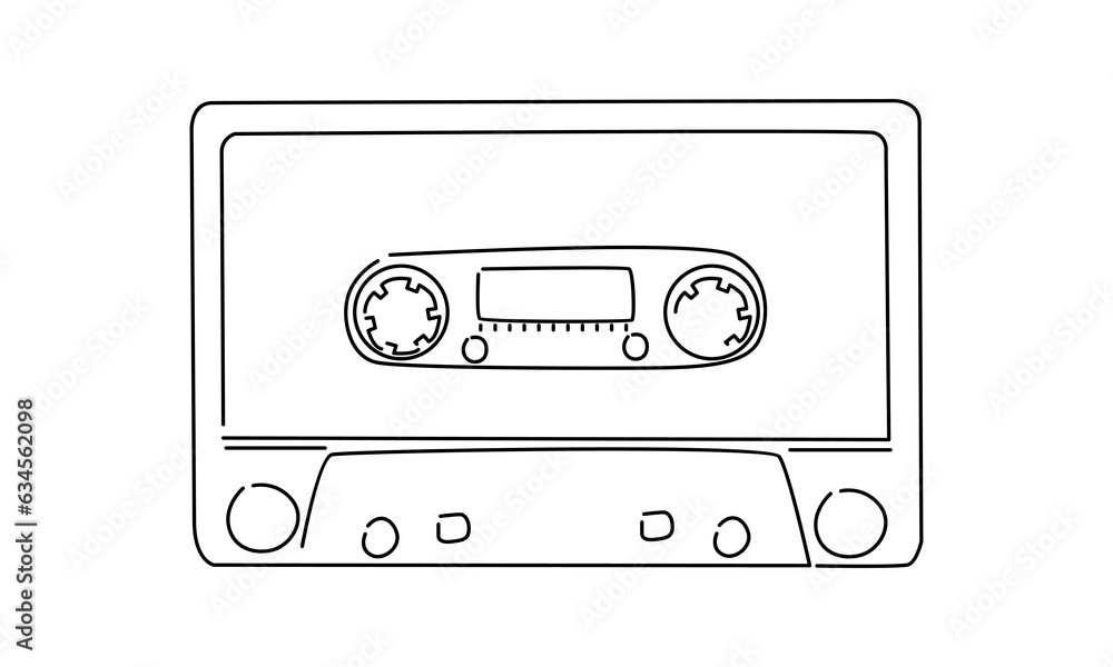 Fototapeta premium line art of cassette tape ribbon
