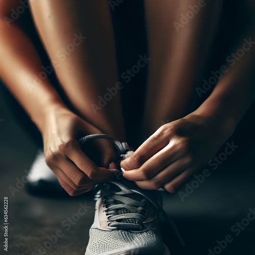 Tying sports shoes