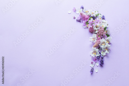 white and purple flowers on purple paper background