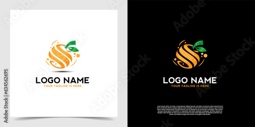 Abstract fresh orange slice icon logo vector template