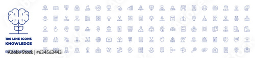 100 icons Knowledge collection. Thin line icon. Editable stroke.
