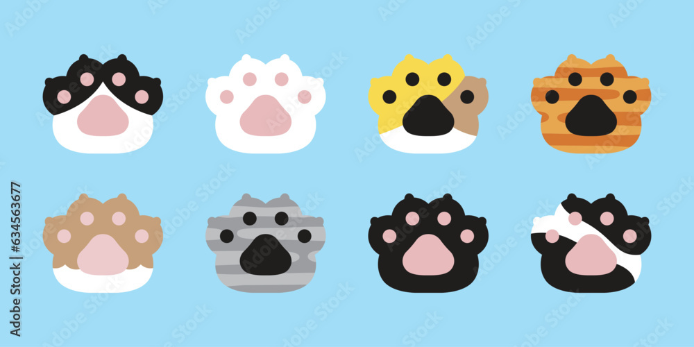 cat paw vector dog footprint icon calico kitten breed logo symbol cartoon character illustration doodle design isolated