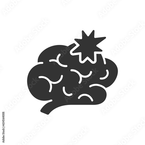 Stroke brain glyph icon on white background. Vector illustration.