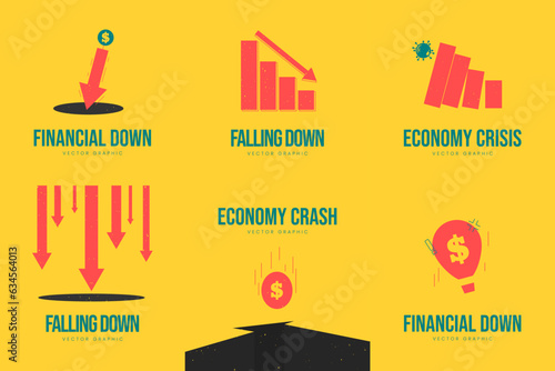 Financial downfall with falling arrow. global recession vector concept. economy crisis. money losing. stock crisis vector