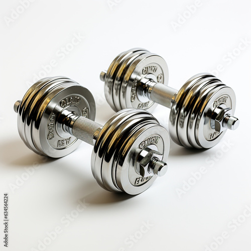 Steel metal Dumbell isolated on white background