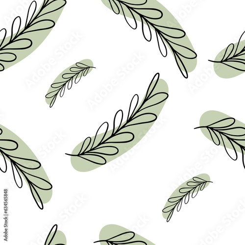 Seamless pattern Doodle baptism. Palm branch. Palm Sunday.