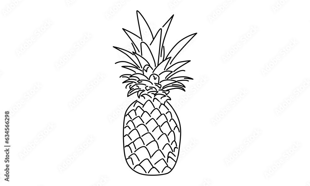 Obraz premium Line art of Pineapple vector illustration