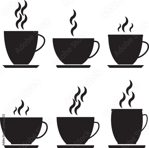 Coffee cup icon set. Cups of coffee tea collection. Hot drink icon