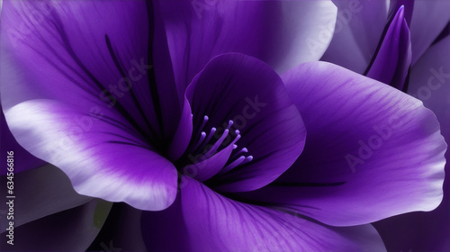 Abstract violet flower and detail of glossy blossom as floral by Generative AI