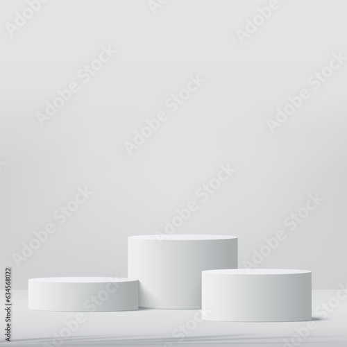 Abstract background with white color geometric 3d podiums. Vector