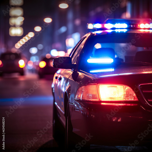 Police cars at night city © digitizesc