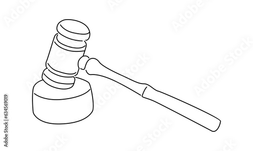 line art of judge's hammer vector illustration