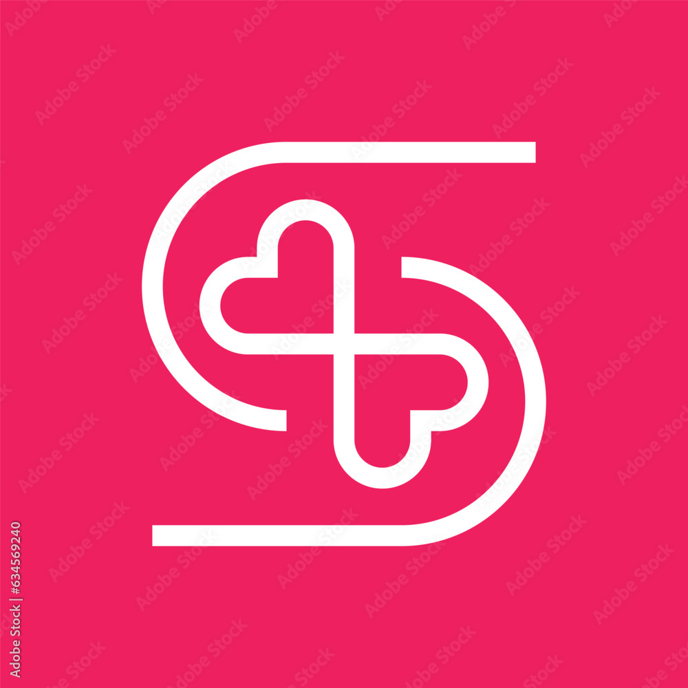 Letter S heart creative line logo design Letter S heart creative line logo design