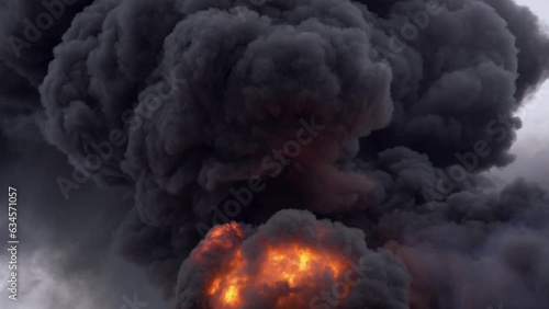 Fire, black smoke, open burning, environmental disaster