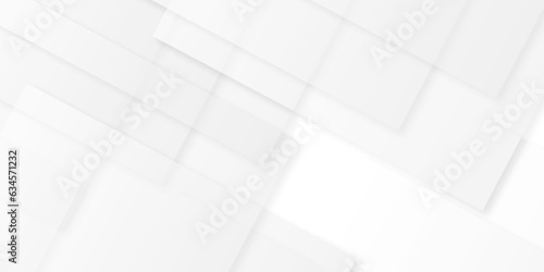 Seamless Abstract white background design with layers of textured white transparent material in triangle and squares shapes. White color technology concept geometric line vector background.