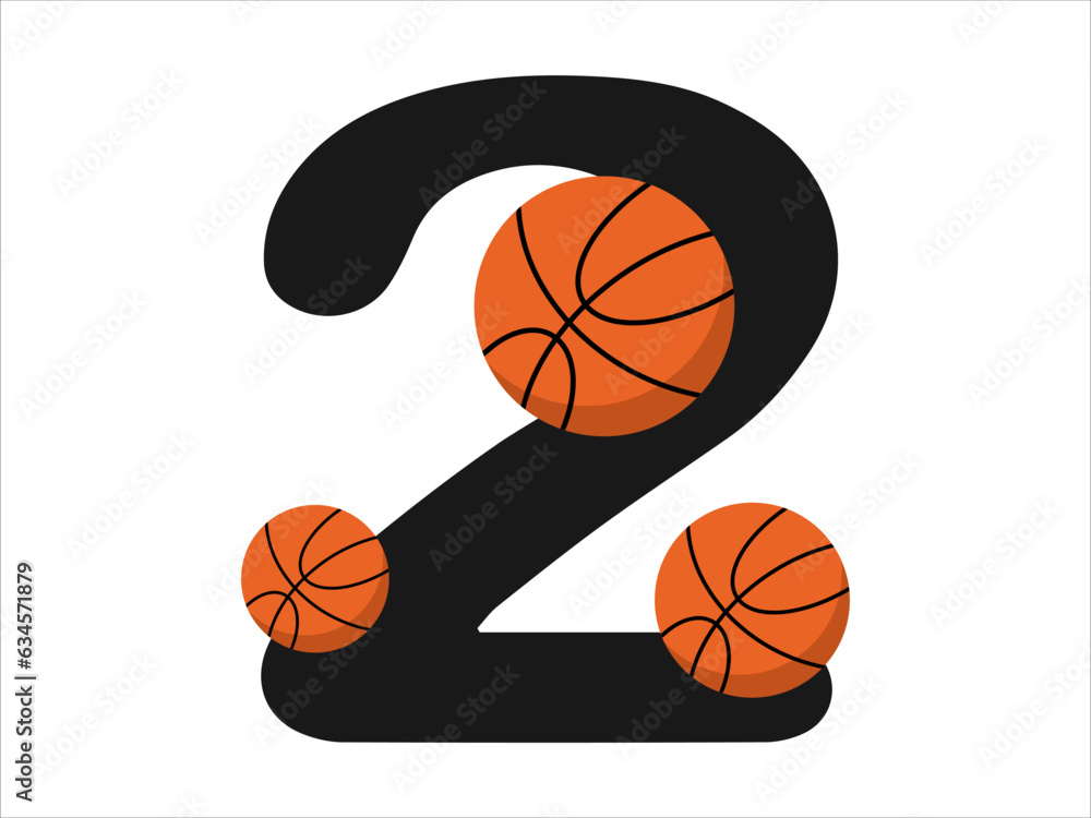 Basketball alphabet sport number 2 illustration
