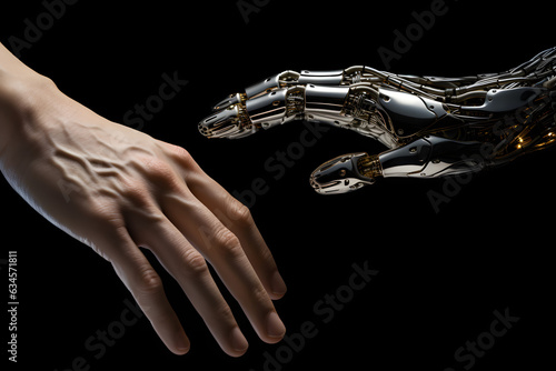 Robot hand touching human hand