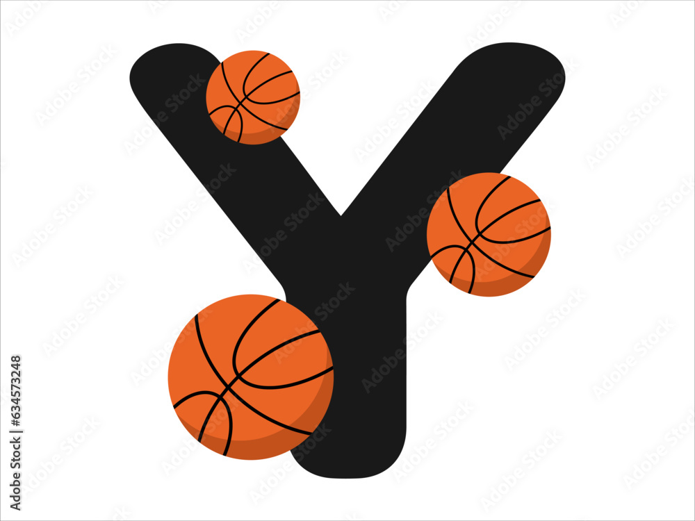 Basketball alphabet sport Letter Y illustration