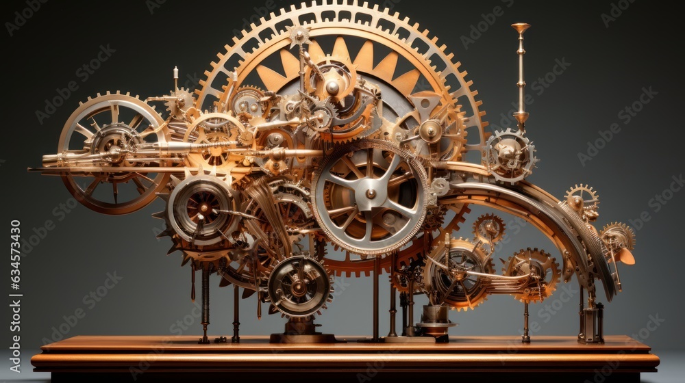 Chrono-Mechanical Sculpture: A sculpture composed of intricate gears and mechanical parts, representing the fusion of art and technology  | generative AI