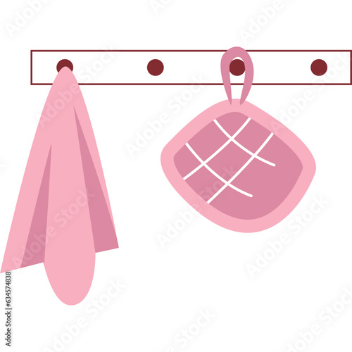 Kitchen towel, potholder on ledge vector icon