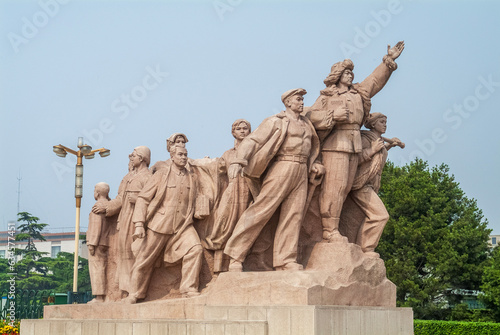 Monument in front of Mao's Mausoleum on Tiananmen Square, China 