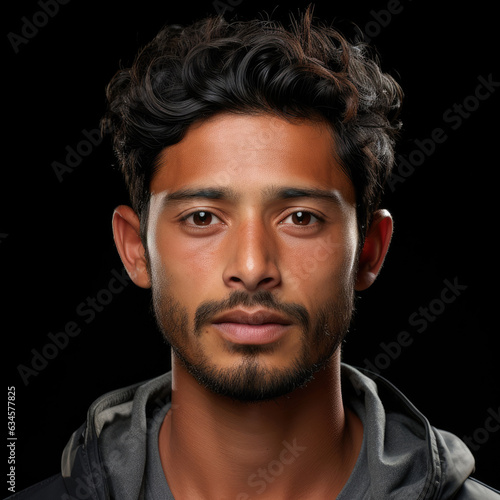 A professional studio head shot of a 29-year-old Bangladeshi man with a vibrant personality and captivating eyes.