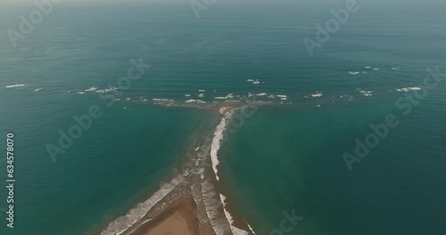 Wallpaper Mural Sea Waves Crashing On Sandbar Of Whale's Tail Beach, Uvita In Costa Rica, Central America. Aerial Shot Torontodigital.ca