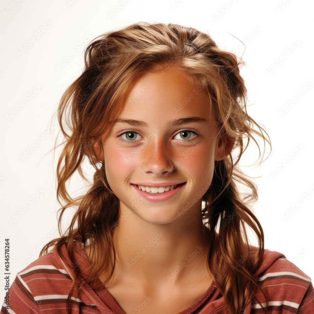 Professional studio head shot of a 14-year-old Canadian girl with a ...