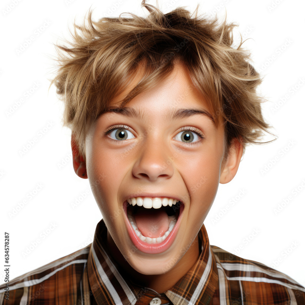 A professional studio head shot capturing the pure elation of a 16-year-old Scottish girl with her eyes wide open in excitement. A professional studio head shot capturing the pure elation of a 16-year-old Scottish girl with her eyes wide open in excitement.