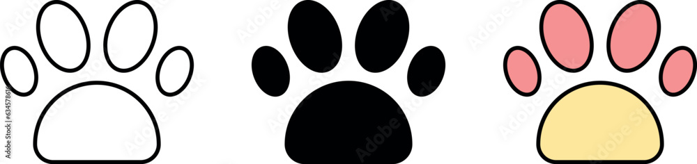 Paw icon set collection. Dog or cat paws icon. Vector ilustration Paw icon set collection. Dog or cat paws icon. Vector ilustration