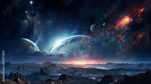 Space background with the planet.